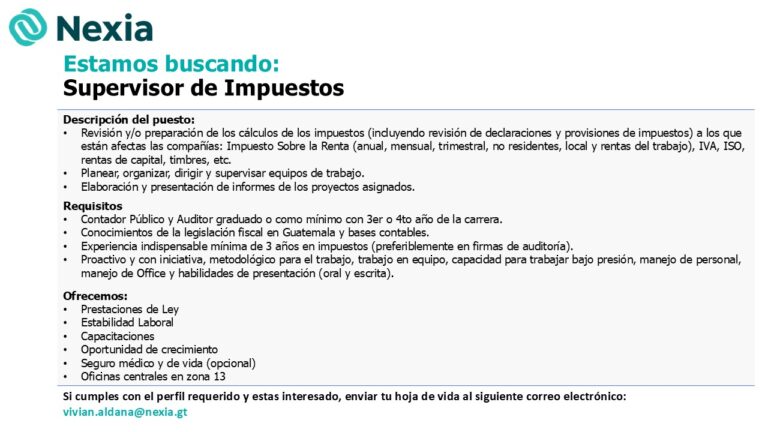supervisor de impuestos 2025